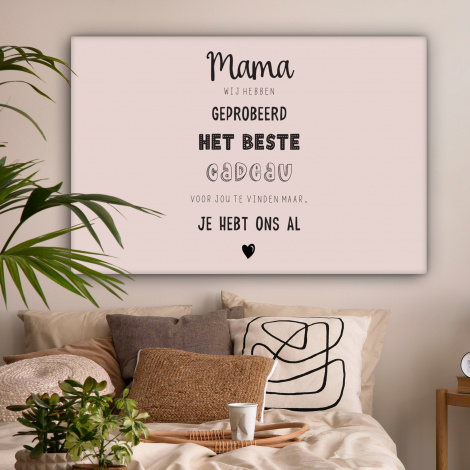 Tableau sur toile - Proverbes - Citations Maman tu nous as déjà - Cadeau de fête des mères pour maman - Rose-2