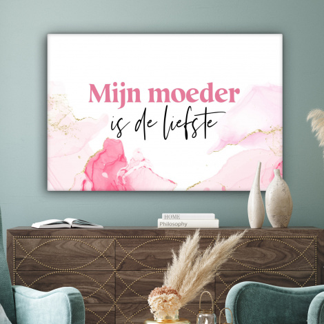 Canvas schilderij - Quote - Mama - Mijn moeder is de liefste - Roze-3