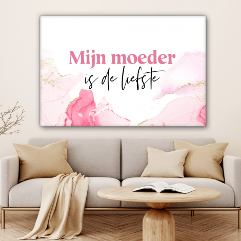 Canvas schilderij - Quote - Mama - Mijn moeder is de liefste - Roze-4
