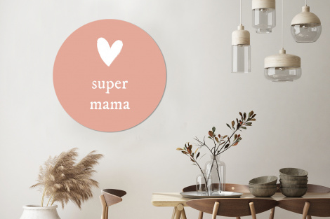 Muurcirkel - Presentje voor Moederdag super mama lichtroze/wit-3