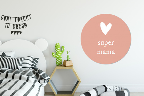 Muurcirkel - Presentje voor Moederdag super mama lichtroze/wit-2