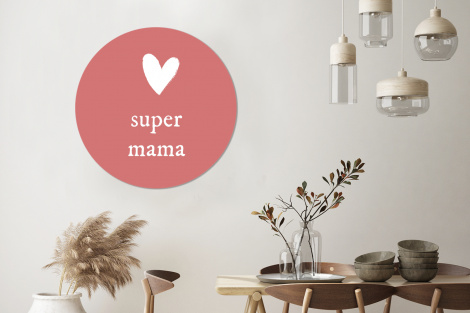 Muurcirkel - Presentje voor Moederdag super mama roze/wit-3