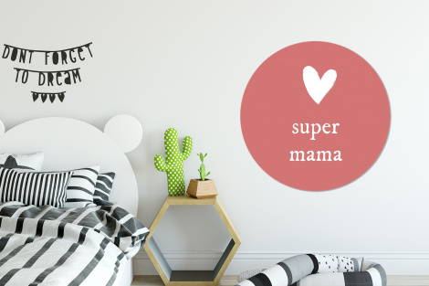 Muurcirkel - Presentje voor Moederdag super mama roze/wit-2