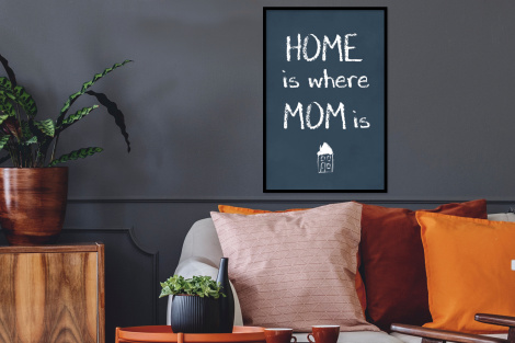 Poster met lijst - Quotes - Home is where mom is - Spreuken - Moeder - Staand-2