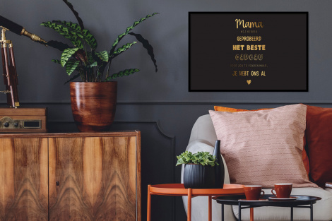 Poster met lijst - Spreuken - Quotes Mama Je Hebt Ons Al - Moeder - Moederdag cadeau voor mama - Goud - Liggend-2