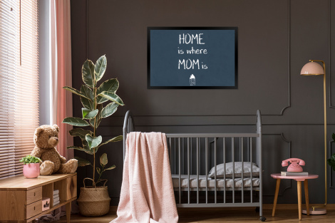 Poster met lijst - Quotes - Home is where mom is - Spreuken - Moeder - Liggend-3