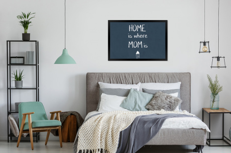 Poster met lijst - Quotes - Home is where mom is - Spreuken - Moeder - Liggend-4