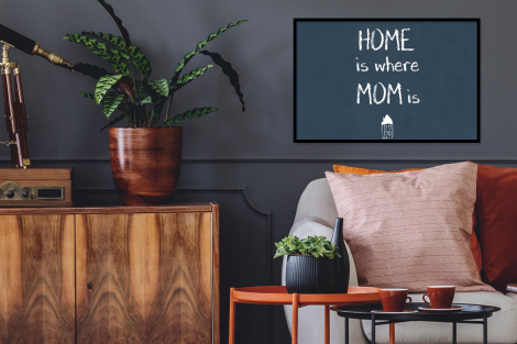 Poster met lijst - Quotes - Home is where mom is - Spreuken - Moeder - Liggend-2