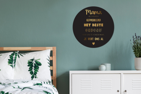 Muurcirkel - Spreuken - Quotes Mama Je Hebt Ons Al - Moeder - Moederdag cadeau voor mama - Goud-4
