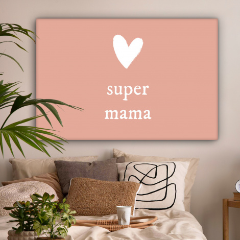 Canvas - Presentje voor Moederdag super mama lichtroze/wit-2