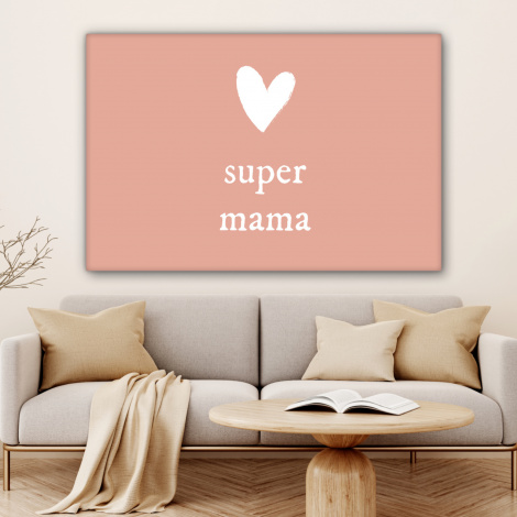 Canvas - Presentje voor Moederdag super mama lichtroze/wit-4