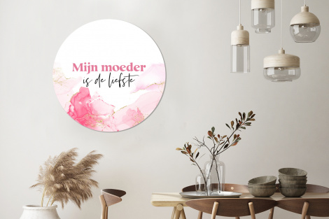 Muurcirkel - Quote - Mama - Mijn moeder is de liefste - Roze-3