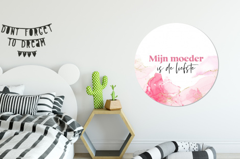 Muurcirkel - Quote - Mama - Mijn moeder is de liefste - Roze-2