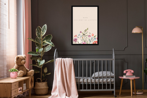 Poster met lijst - Spreuken - Mama jij bent de liefste - Quotes - Moeder - Staand-3