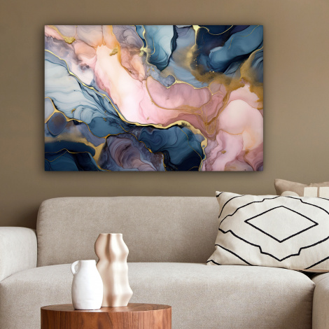 Leinwandbild - Marmor - Rosa - Blau-2