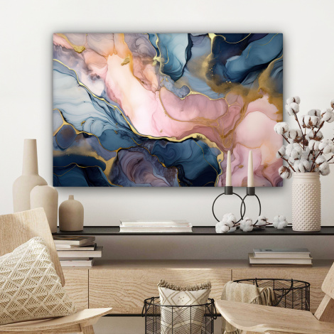 Leinwandbild - Marmor - Rosa - Blau-3