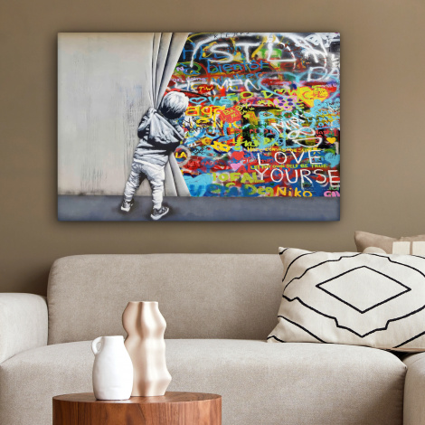 Canvas schilderij - Graffiti - Illusie - Jongen - Street art-2