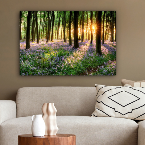 Leinwandbild - Wald - Natur - Blumen - Sonne - Baum - Lila-2
