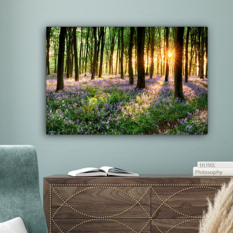 Leinwandbild - Wald - Natur - Blumen - Sonne - Baum - Lila-4