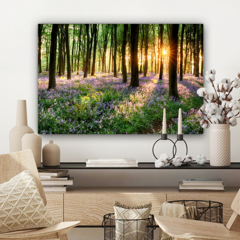 Leinwandbild - Wald - Natur - Blumen - Sonne - Baum - Lila-3