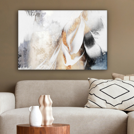 Leinwandbild - Luxus - Abstrakt - Gold - Weiß-2