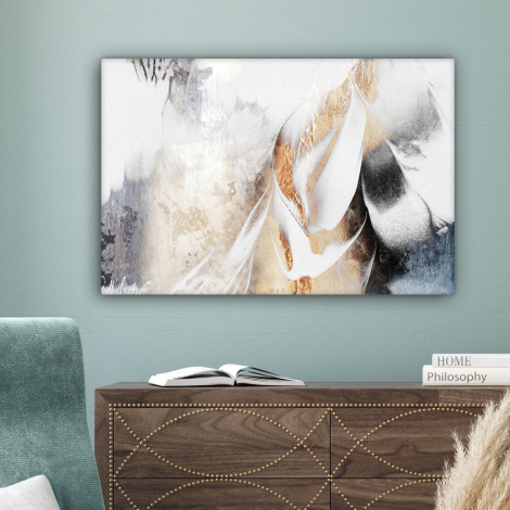 Leinwandbild - Luxus - Abstrakt - Gold - Weiß-4