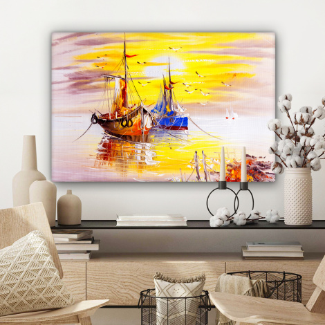 Canvas schilderij - Schilderij - Boot - Water - Olieverf-3