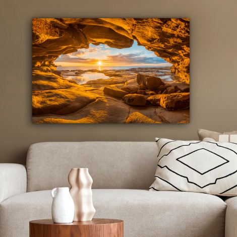 Leinwandbild - Höhle - Meer - Horizont - Sonnenuntergang-2