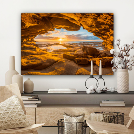Leinwandbild - Höhle - Meer - Horizont - Sonnenuntergang-3