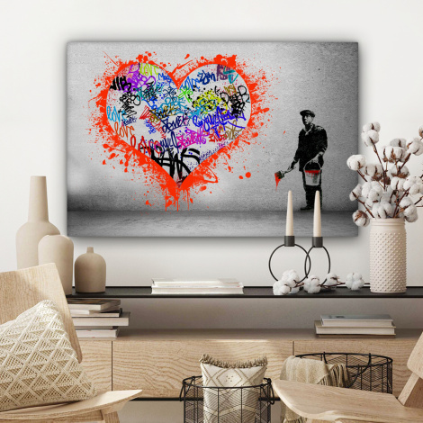 Canvas schilderij - Hart - Graffiti - Man - Regenboog-3