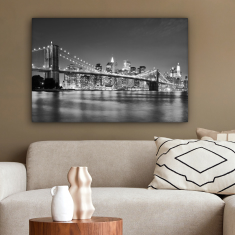Canvas schilderij - New York - Brug - Brooklyn - Zwart wit - Architectuur-2