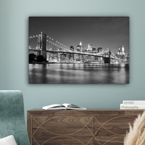 Canvas schilderij - New York - Brug - Brooklyn - Zwart wit - Architectuur-4