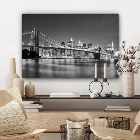 Canvas schilderij - New York - Brug - Brooklyn - Zwart wit - Architectuur-3