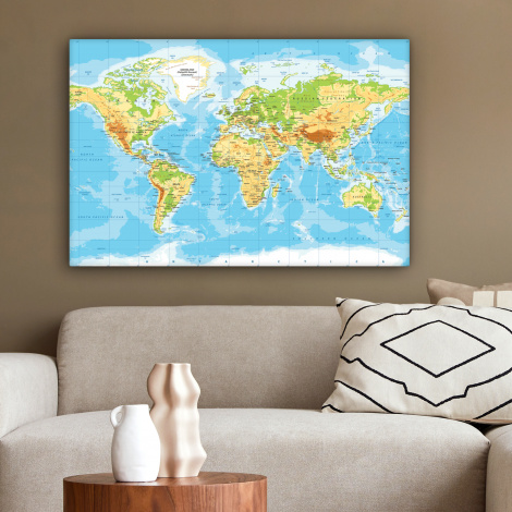 Leinwandbild - Weltkarte - Politisch - Blau - Erde - Bildung-2