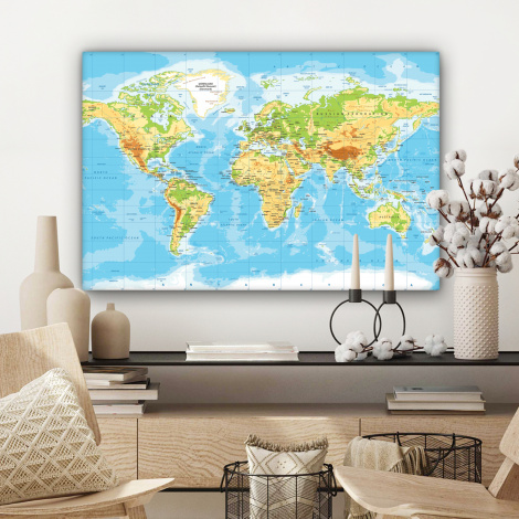 Leinwandbild - Weltkarte - Politisch - Blau - Erde - Bildung-3
