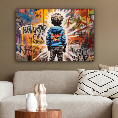 Canvas schilderij - Graffiti - Jongen - Kleuren - Kunst - Street Art-2