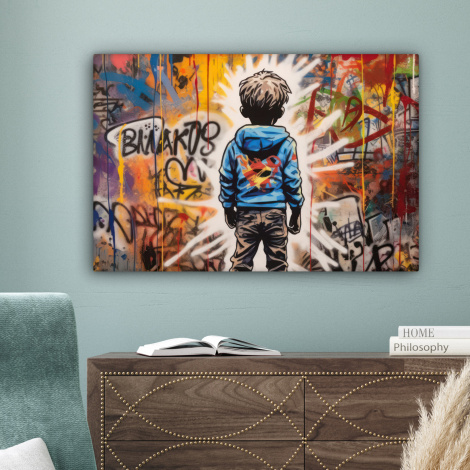 Canvas schilderij - Graffiti - Jongen - Kleuren - Kunst - Street Art-4
