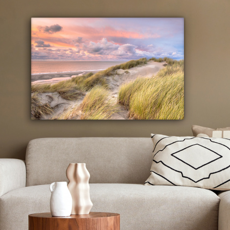 Canvas schilderij - Strand - Zee - Duin - Zonsondergang-2