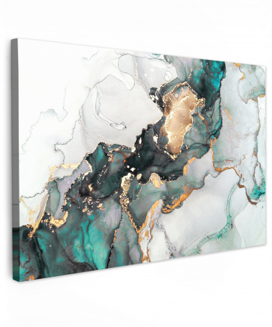 Leinwandbild - Blau - Marmor - Gold