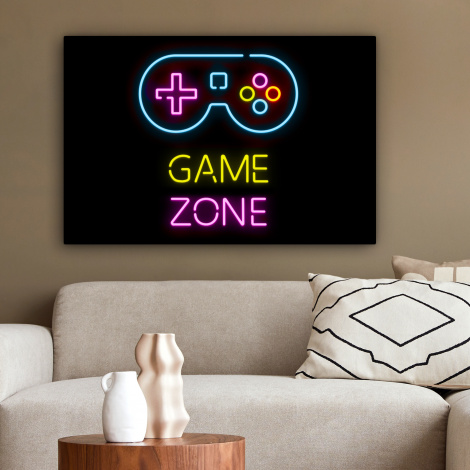 Canvas schilderij - Controller - Game - Neon - Zwart - Quotes - Game zone-2