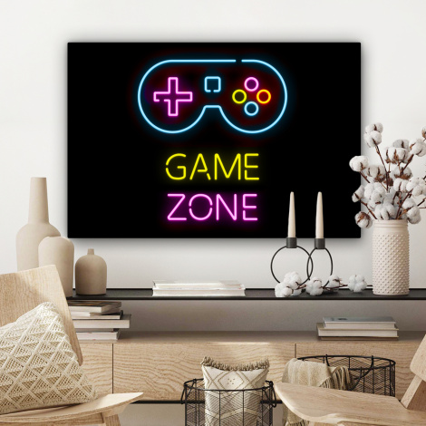Canvas schilderij - Controller - Game - Neon - Zwart - Quotes - Game zone-3