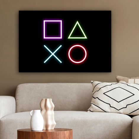 Canvas schilderij - Gaming - Neon - Console - Zwart - Controller - Gamen-2