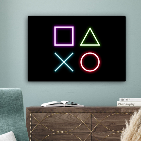 Canvas schilderij - Gaming - Neon - Console - Zwart - Controller - Gamen-4