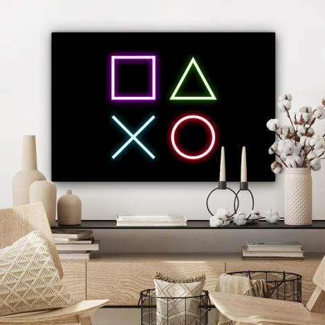 Canvas schilderij - Gaming - Neon - Console - Zwart - Controller - Gamen-3