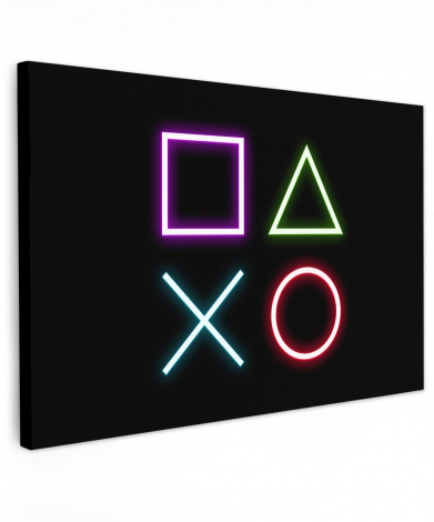 Canvas schilderij - Gaming - Neon - Console - Zwart - Controller - Gamen