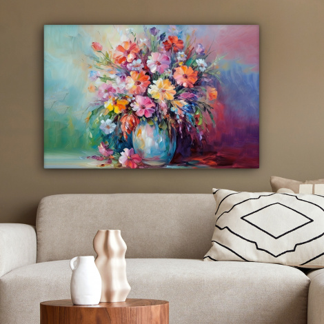 Canvas schilderij - Bloemen - Kunst - Schilderij - Lente - Boeket-2