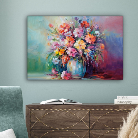 Canvas schilderij - Bloemen - Kunst - Schilderij - Lente - Boeket-4