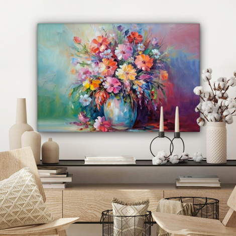 Canvas schilderij - Bloemen - Kunst - Schilderij - Lente - Boeket-3