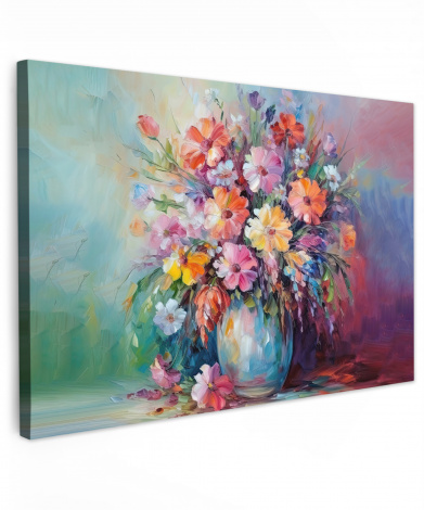 Canvas schilderij - Bloemen - Kunst - Schilderij - Lente - Boeket