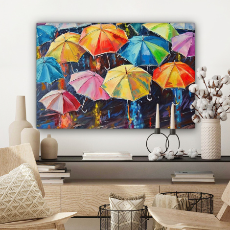 Canvas schilderij - Paraplu's - Schilderij - Kunst - Regenboog-3